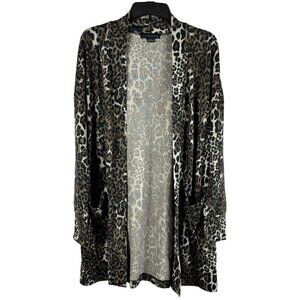 Sanctuary Womens Leopard Print Open Front Long Sleeve Cardigan Size S